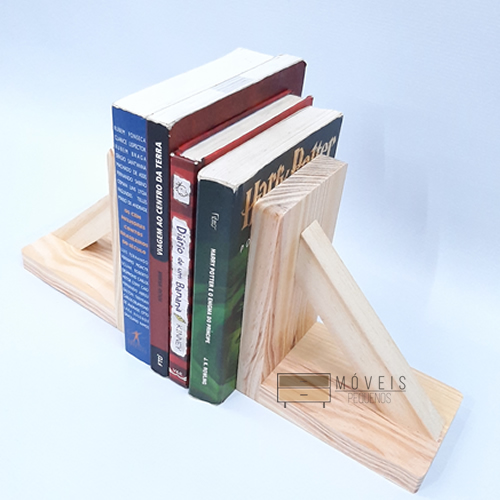 suporte aparador de livros madeira natural 4